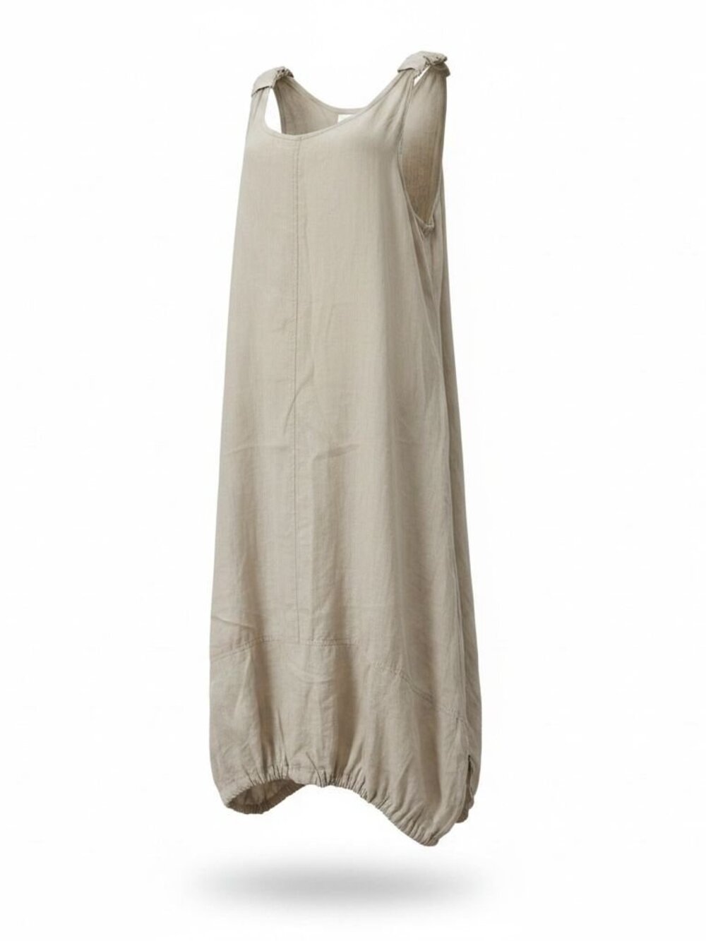 Greek Linen Maxi Dress | Hydra Greece One Size Resort Dress | Beige Boho - Picture 6 of 6